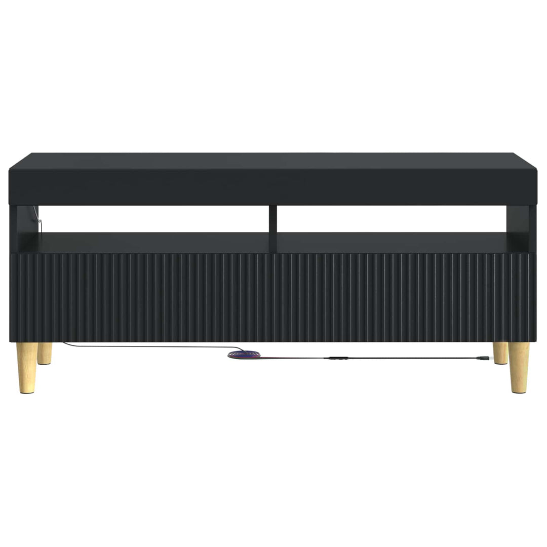 LED TV-skab Sort Konstrueret træ