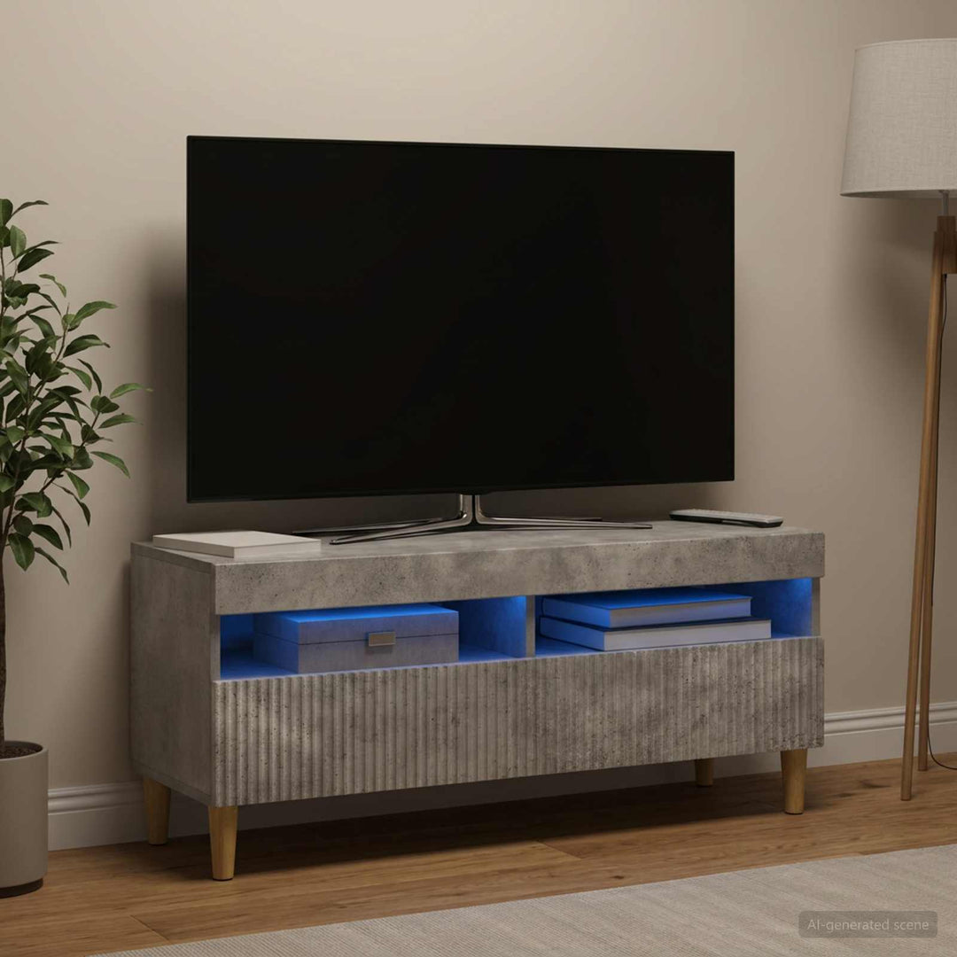 LED TV-skab Betongrå Konstrueret træ