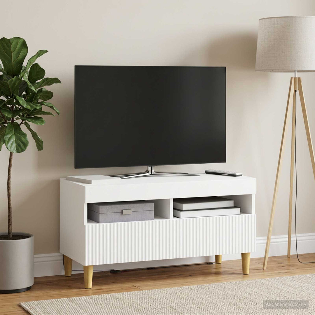 LED TV-skab Hvid Konstrueret træ
