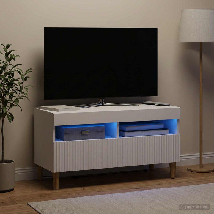 LED TV-skab Hvid Konstrueret træ