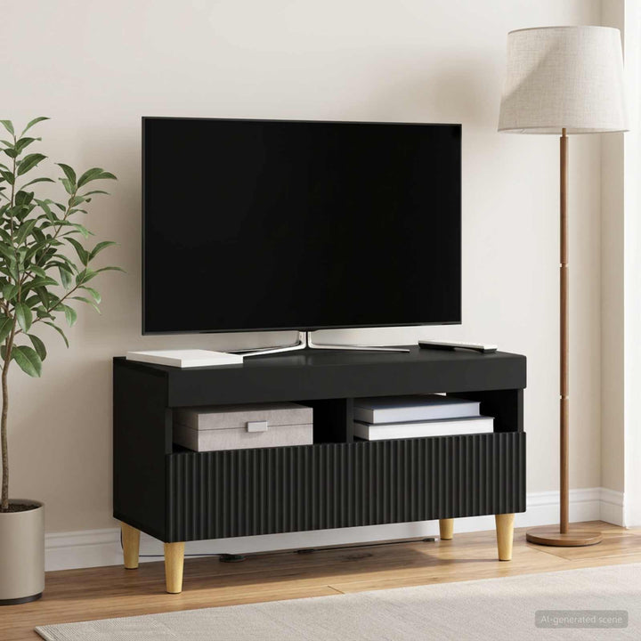 LED TV-skab Sort Konstrueret træ