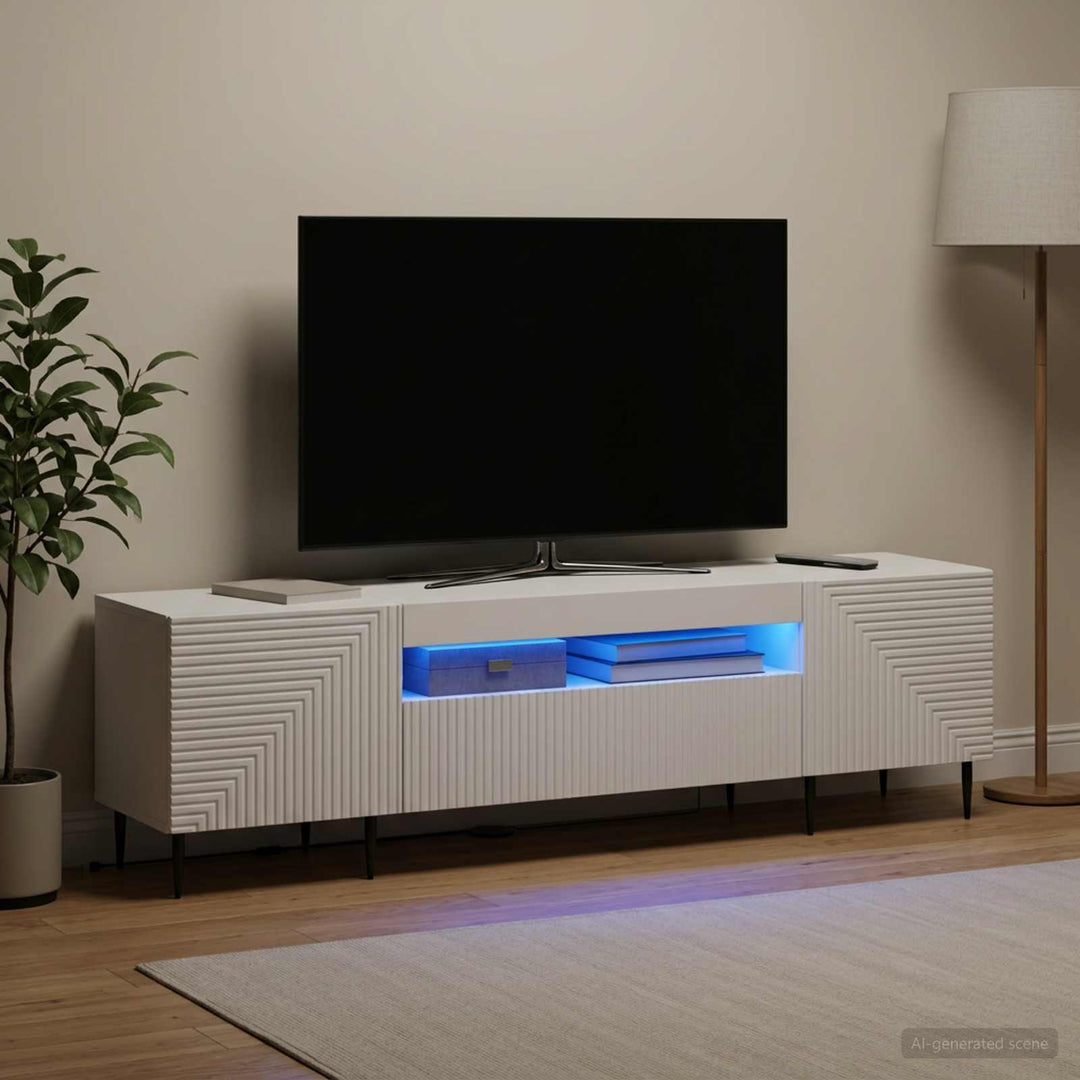 LED TV-skab Hvid Konstrueret træ