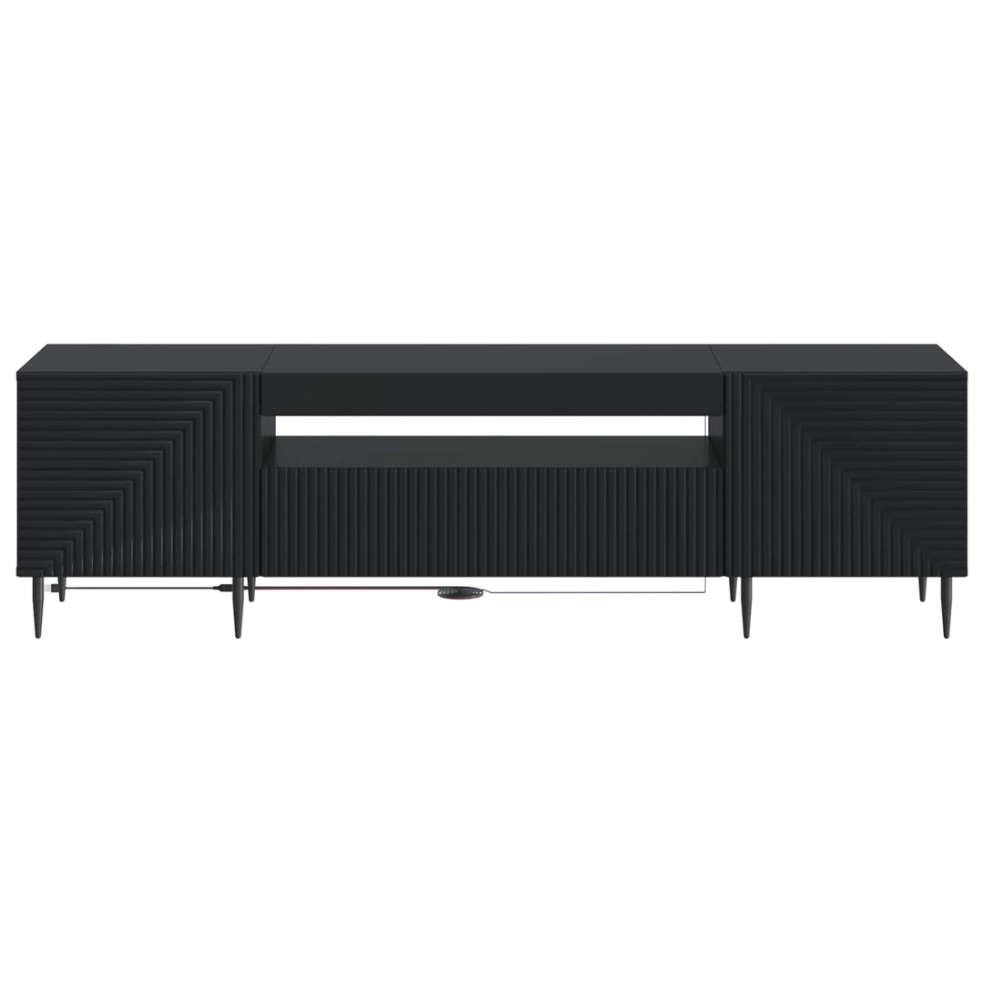 LED TV-skab Sort Konstrueret træ