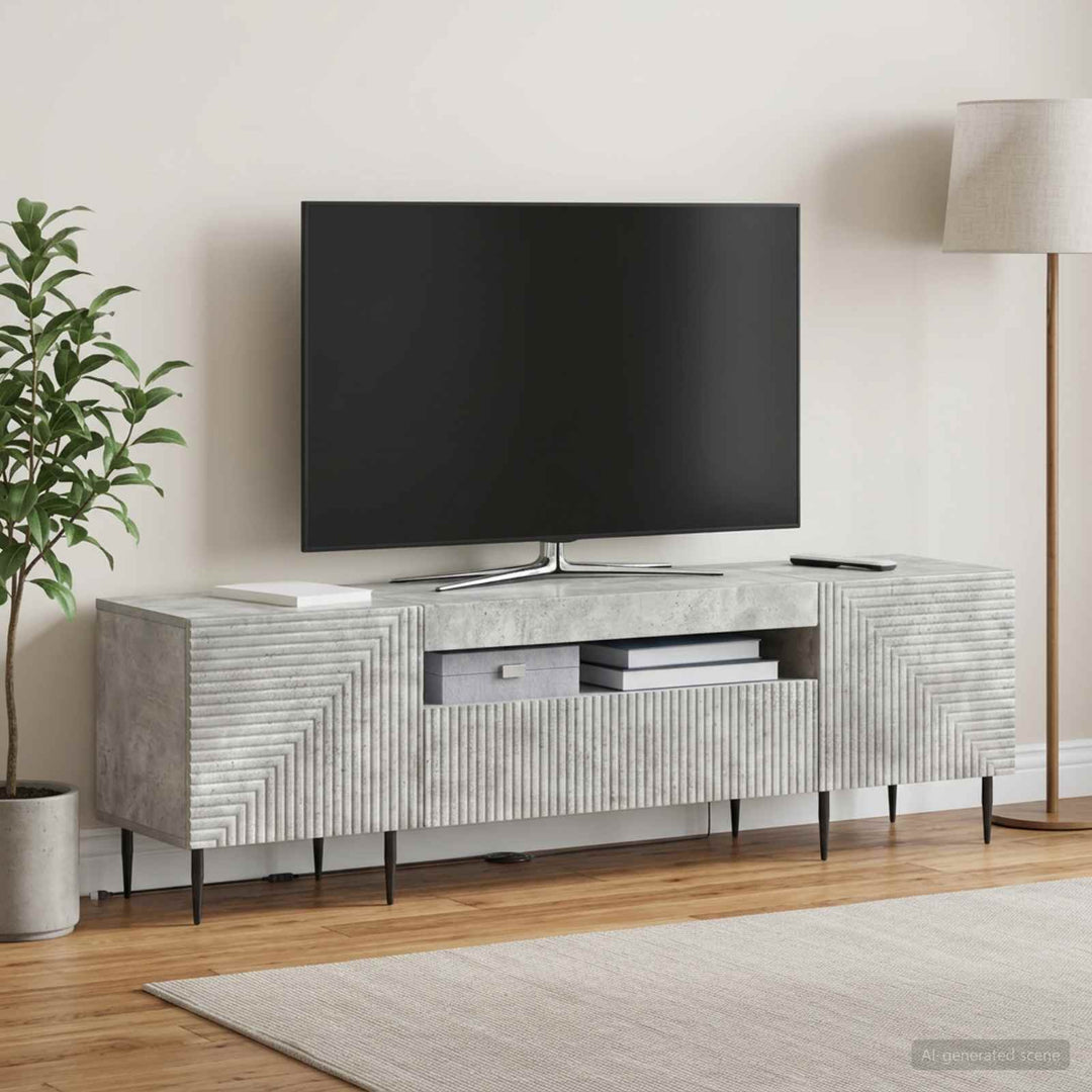 LED TV-skab Betongrå Konstrueret træ