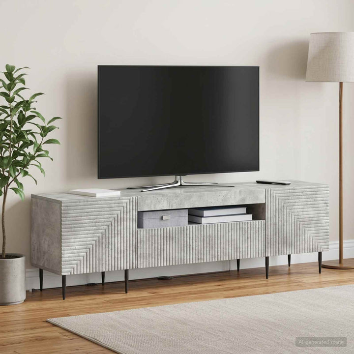 LED TV-skab Betongrå Konstrueret træ