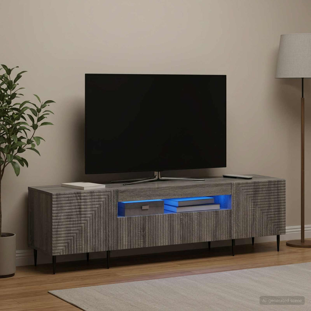 LED TV-skab Grå Sonoma Konstrueret træ