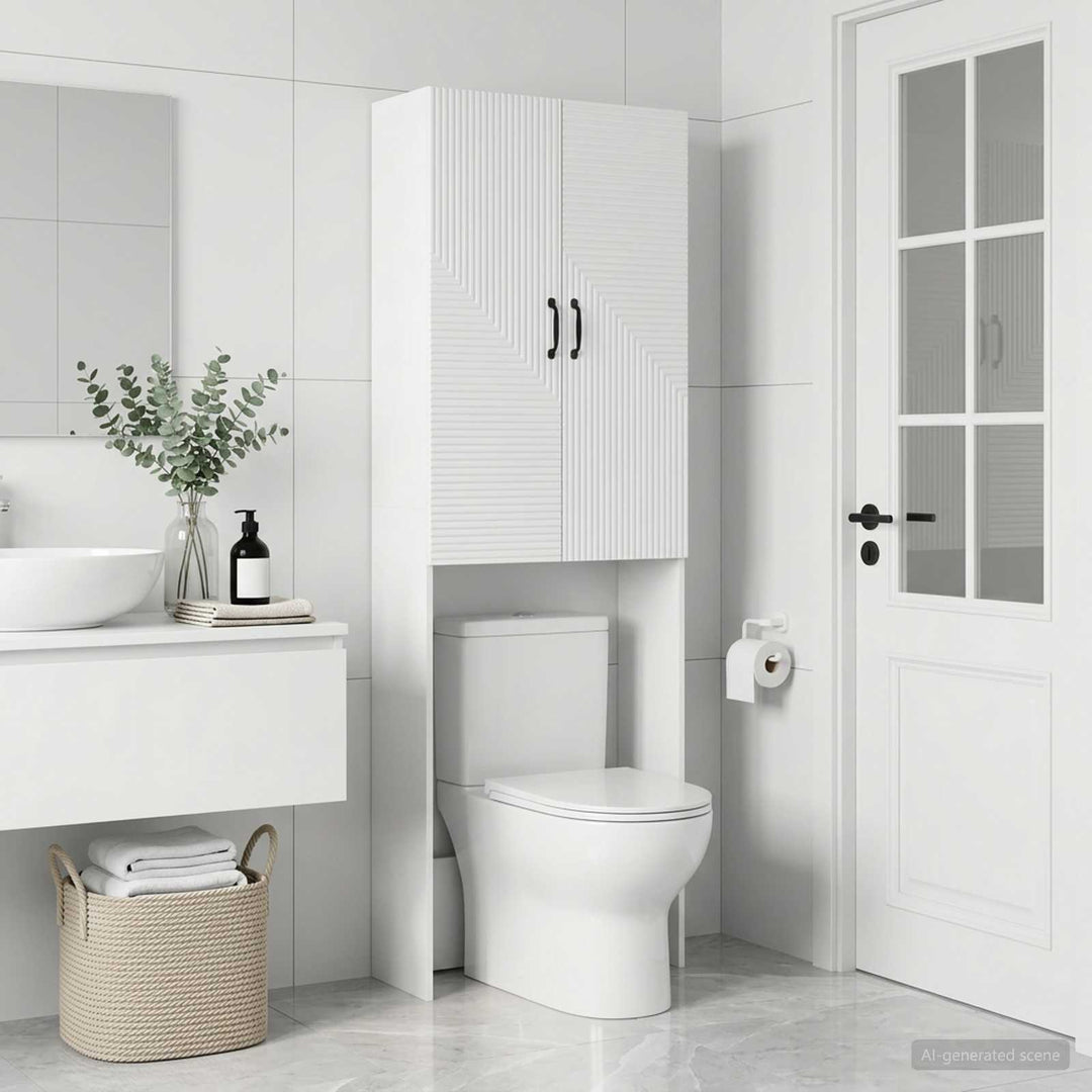 Toilet Skab HAARLEM Hvid 66 x 25,5 x 190 cm Konstrueret træ