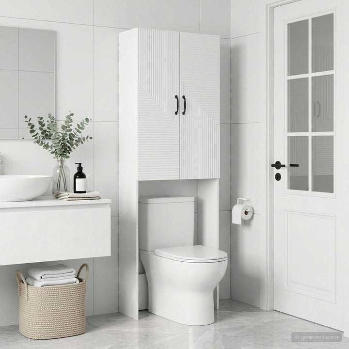 Toilet Skab HAARLEM Hvid 66 x 25,5 x 190 cm Konstrueret træ