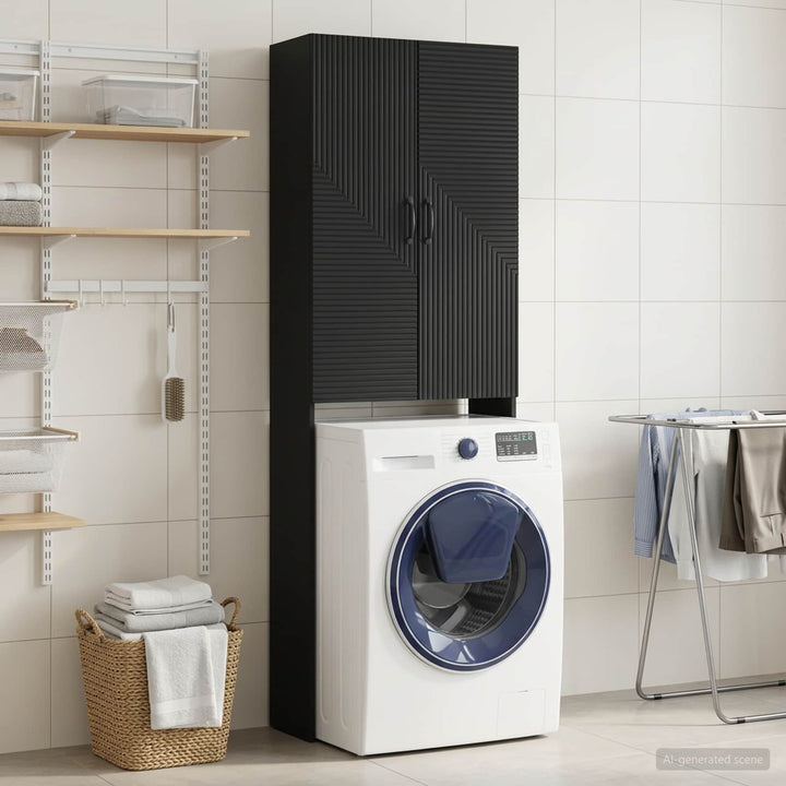 Toilet Skab HAARLEM Sort 66 x 25,5 x 190 cm Konstrueret træ