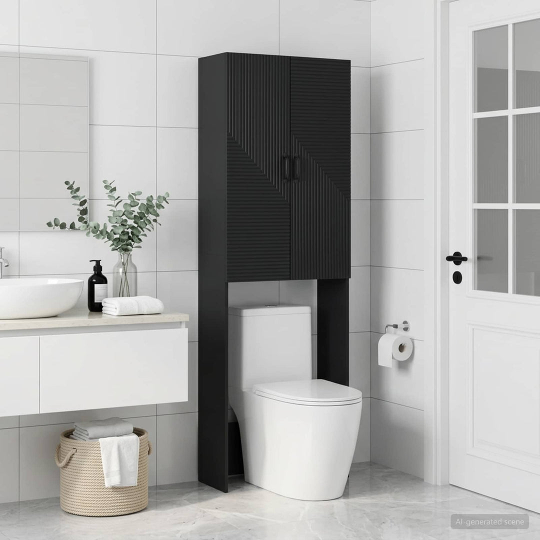 Toilet Skab HAARLEM Sort 66 x 25,5 x 190 cm Konstrueret træ