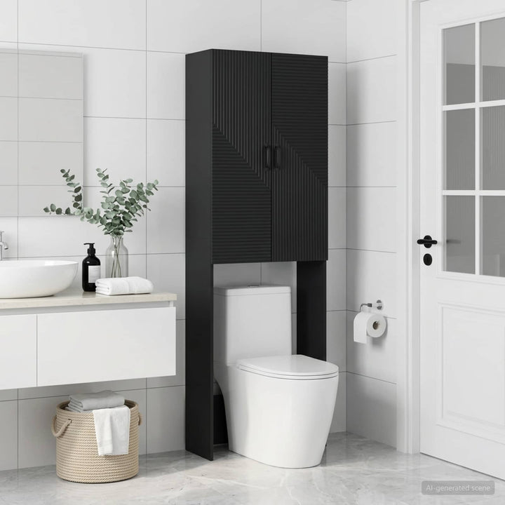 Toilet Skab HAARLEM Sort 66 x 25,5 x 190 cm Konstrueret træ