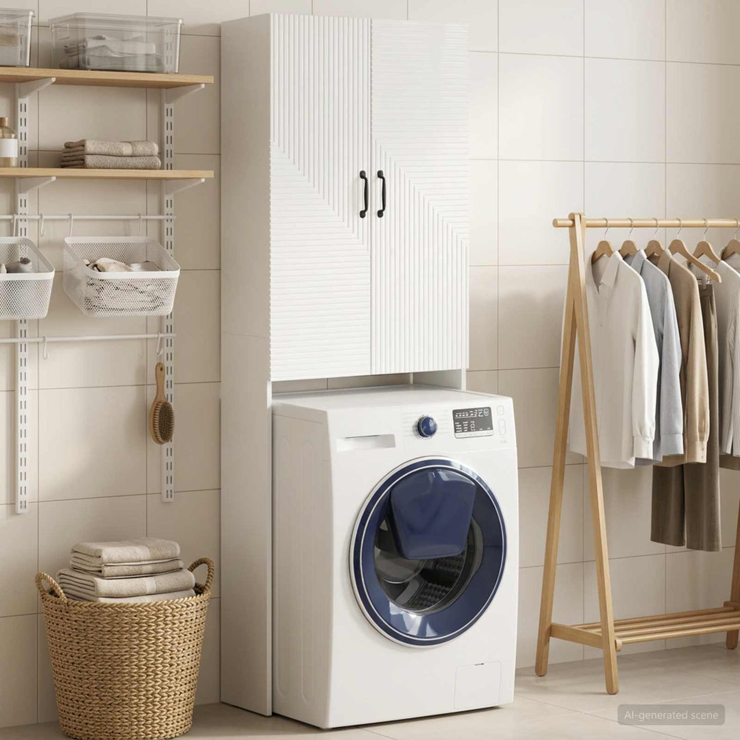 Toilet Skab HAARLEM Hvid højglans 66 x 25,5 x 190 cm