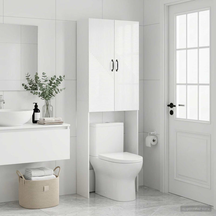Toilet Skab HAARLEM Hvid højglans 66 x 25,5 x 190 cm