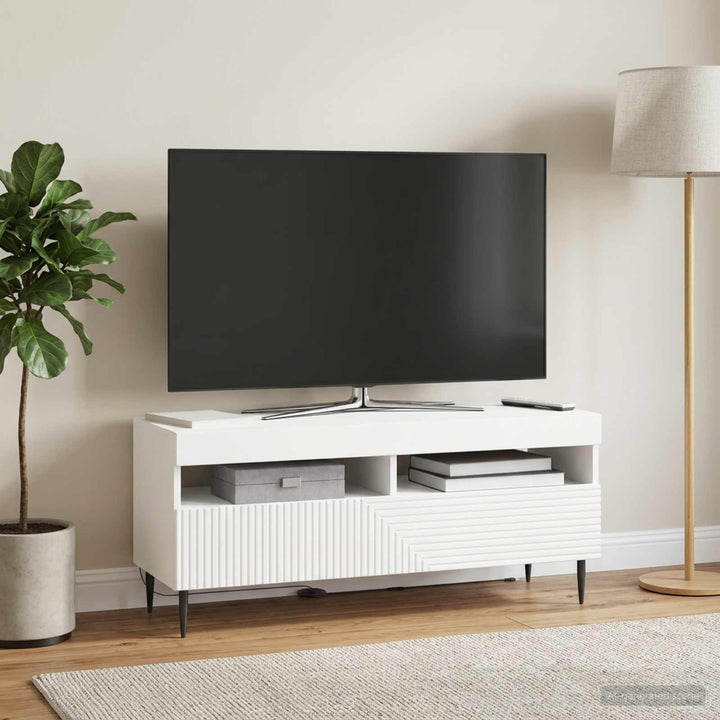 LED TV-skab Hvid Konstrueret træ