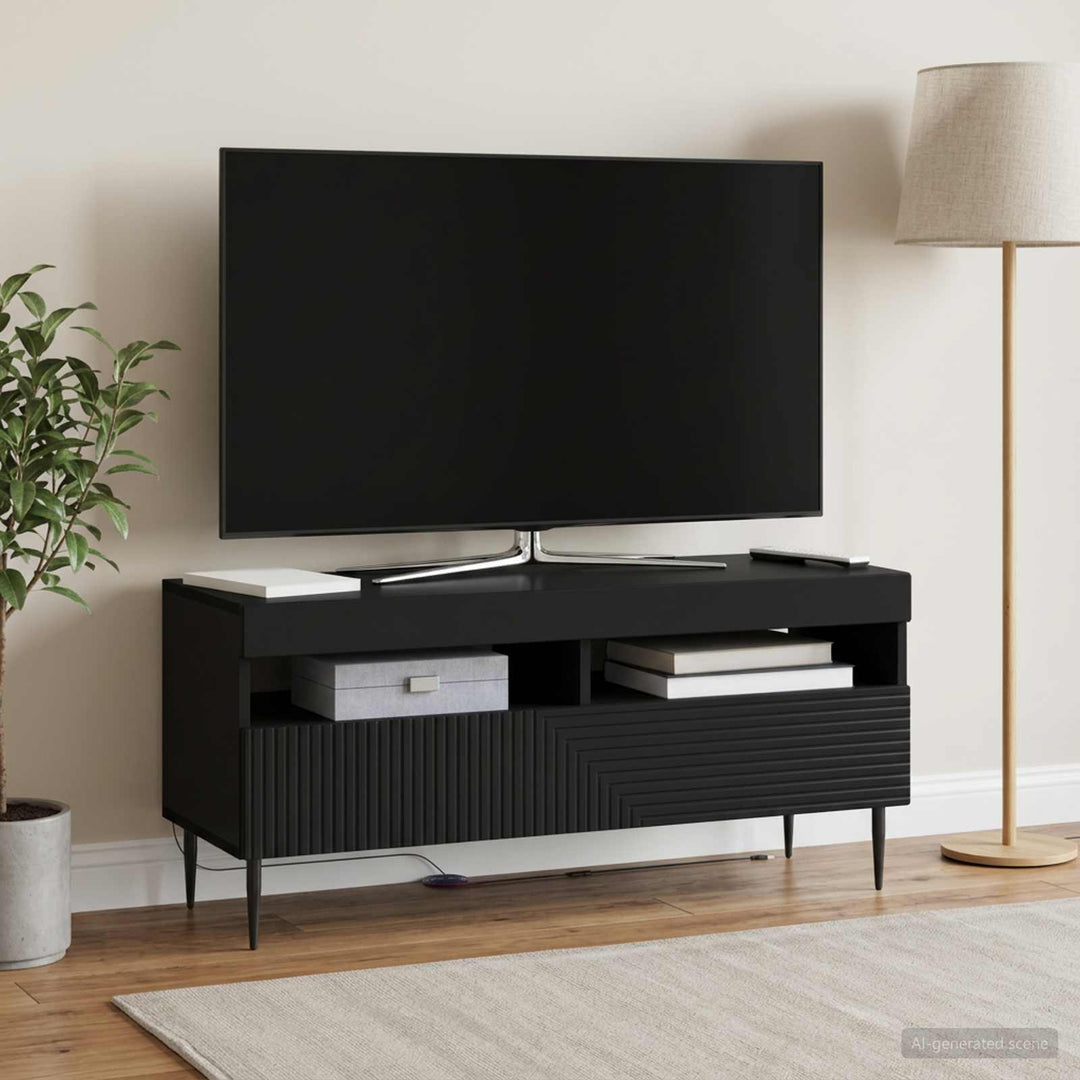 LED TV-skab Sort Konstrueret træ
