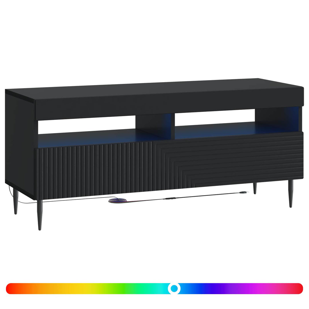 LED TV-skab Sort Konstrueret træ