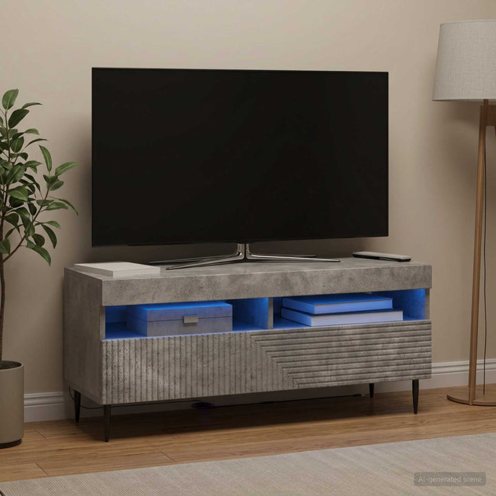 LED TV-skab Betongrå Konstrueret træ