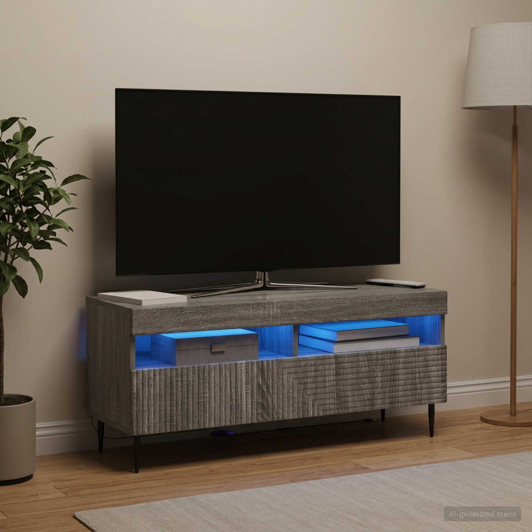 LED TV-skab Grå Sonoma Konstrueret træ