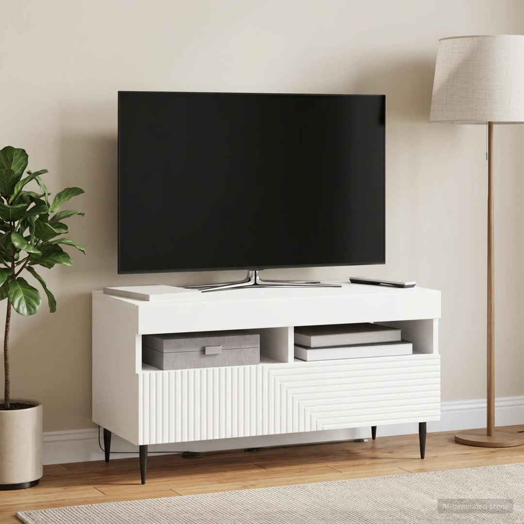 LED TV-skab Hvid Konstrueret træ