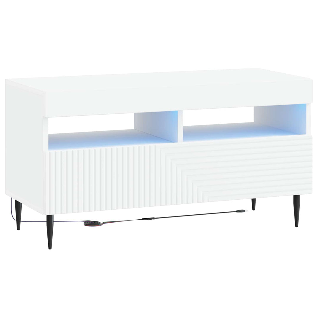 LED TV-skab Hvid Konstrueret træ