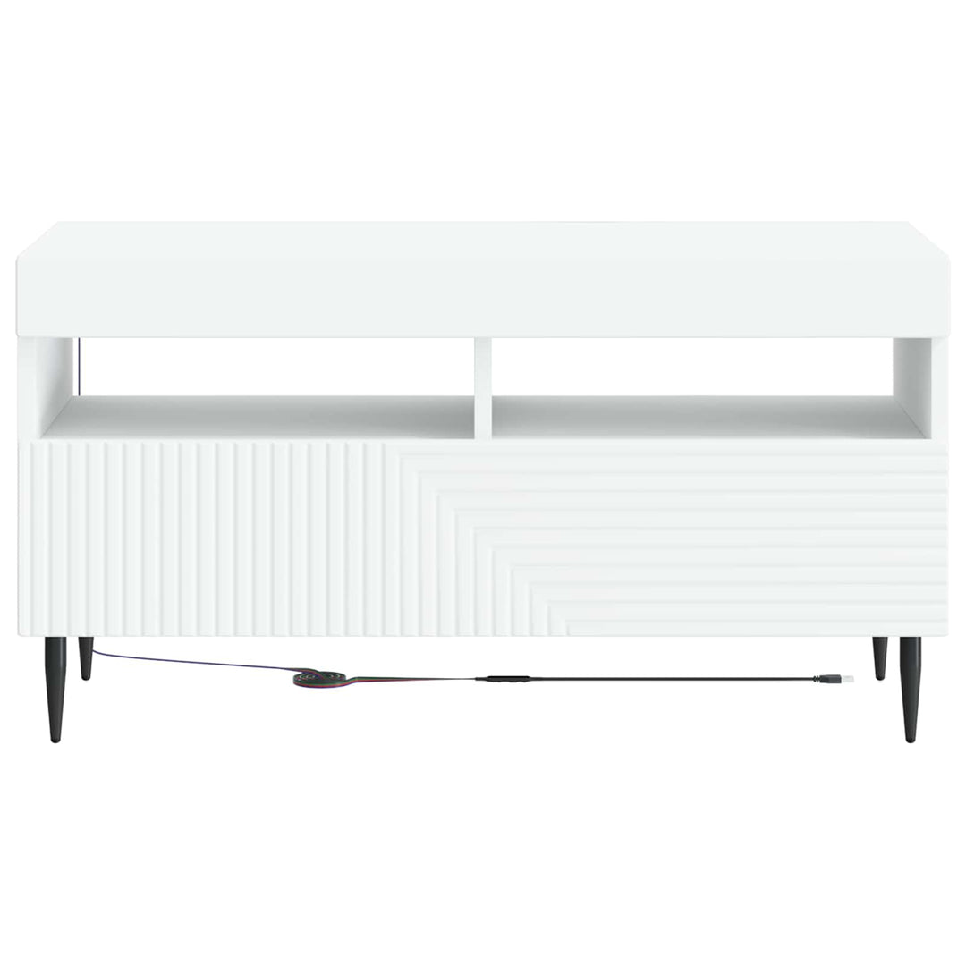LED TV-skab Hvid Konstrueret træ