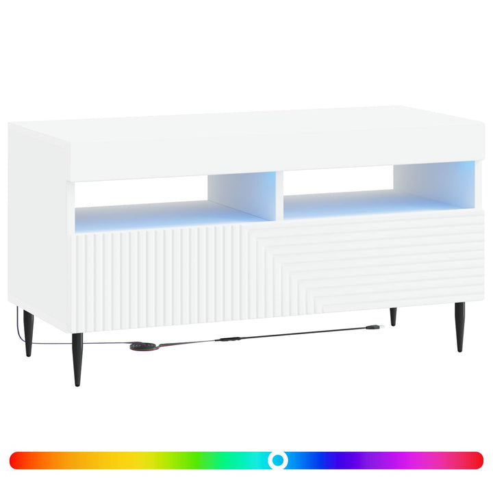 LED TV-skab Hvid Konstrueret træ