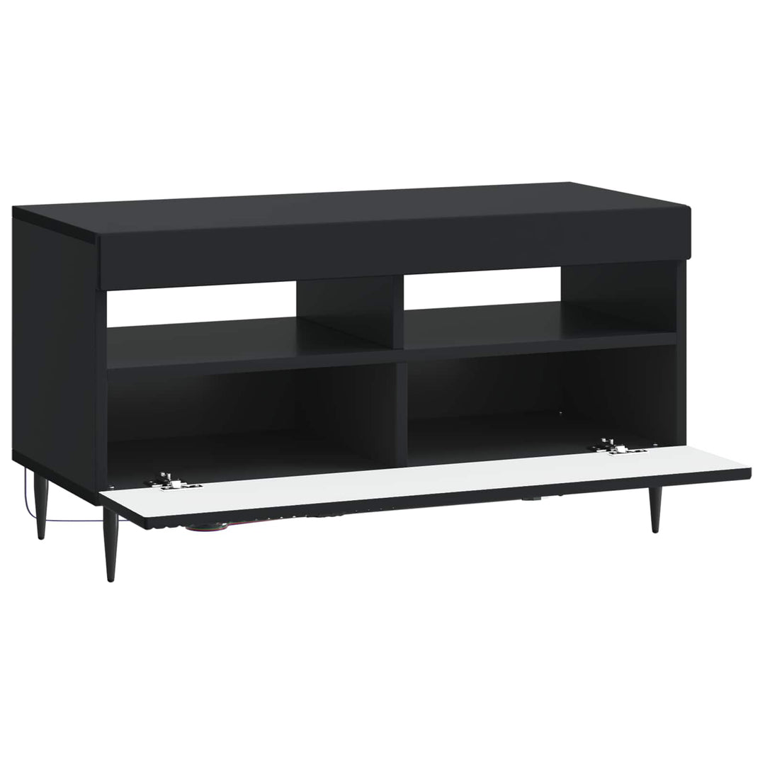 LED TV-skab Sort Konstrueret træ