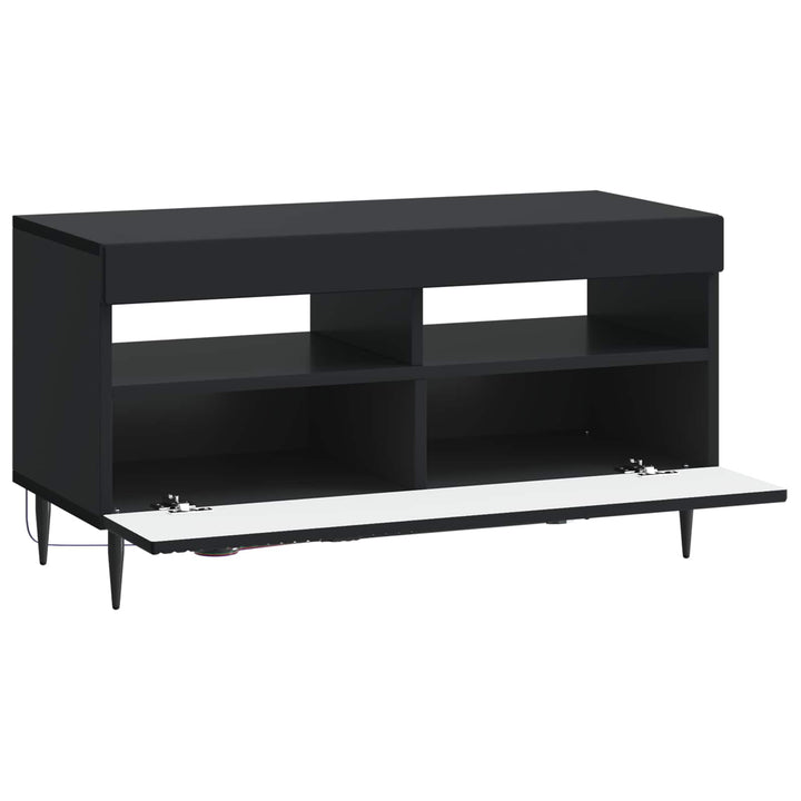 LED TV-skab Sort Konstrueret træ