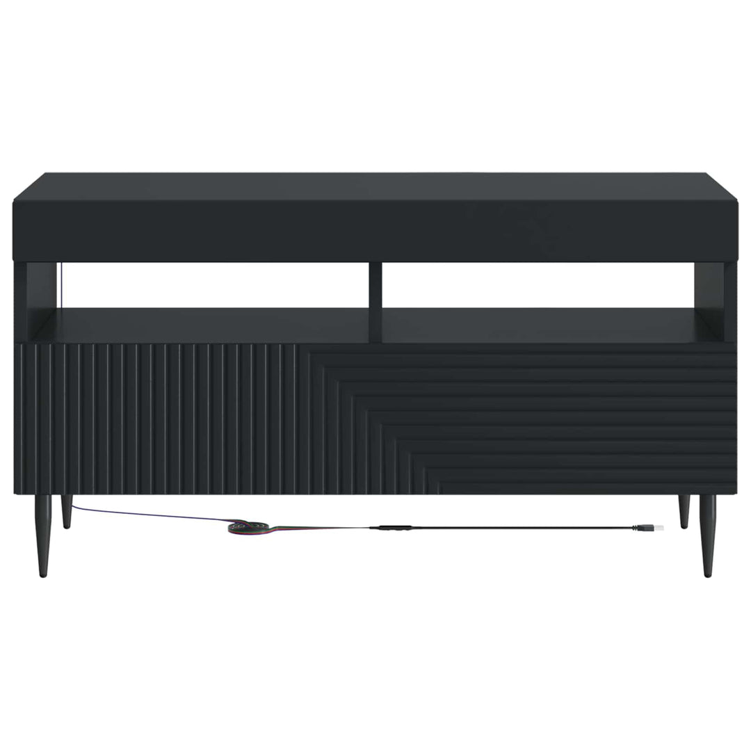 LED TV-skab Sort Konstrueret træ