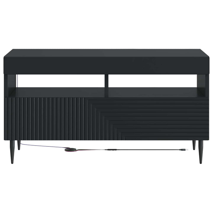 LED TV-skab Sort Konstrueret træ