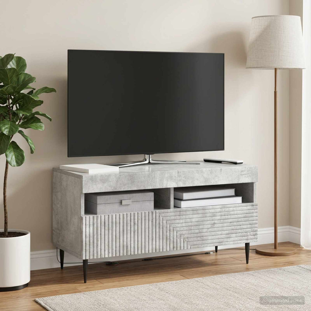LED TV-skab Betongrå Konstrueret træ