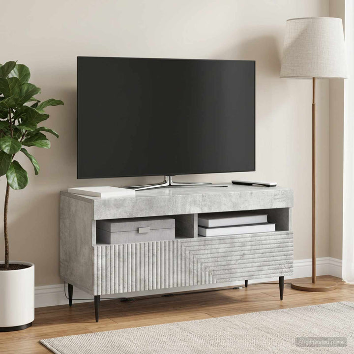 LED TV-skab Betongrå Konstrueret træ