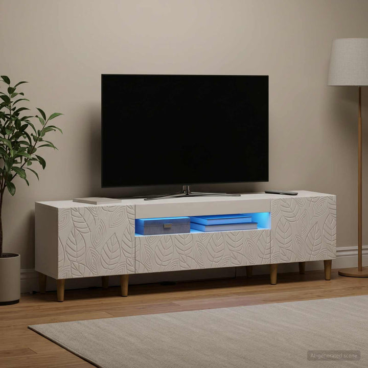 LED TV-skab Hvid Konstrueret træ