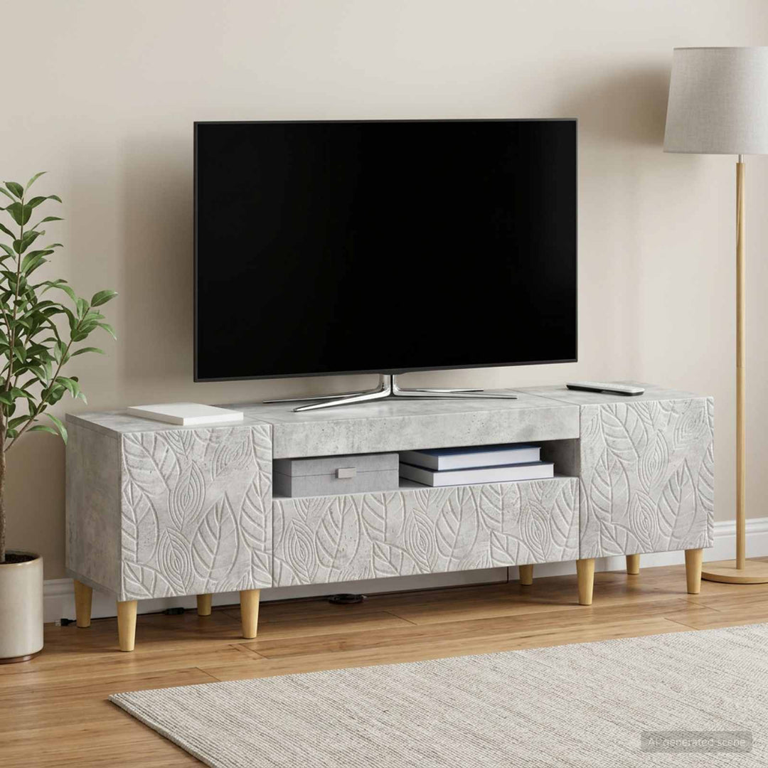 LED TV-skab Betongrå Konstrueret træ