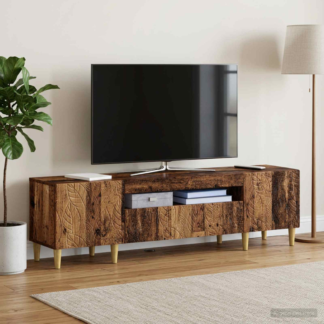 LED TV-skab Gammelt træ Konstrueret træ