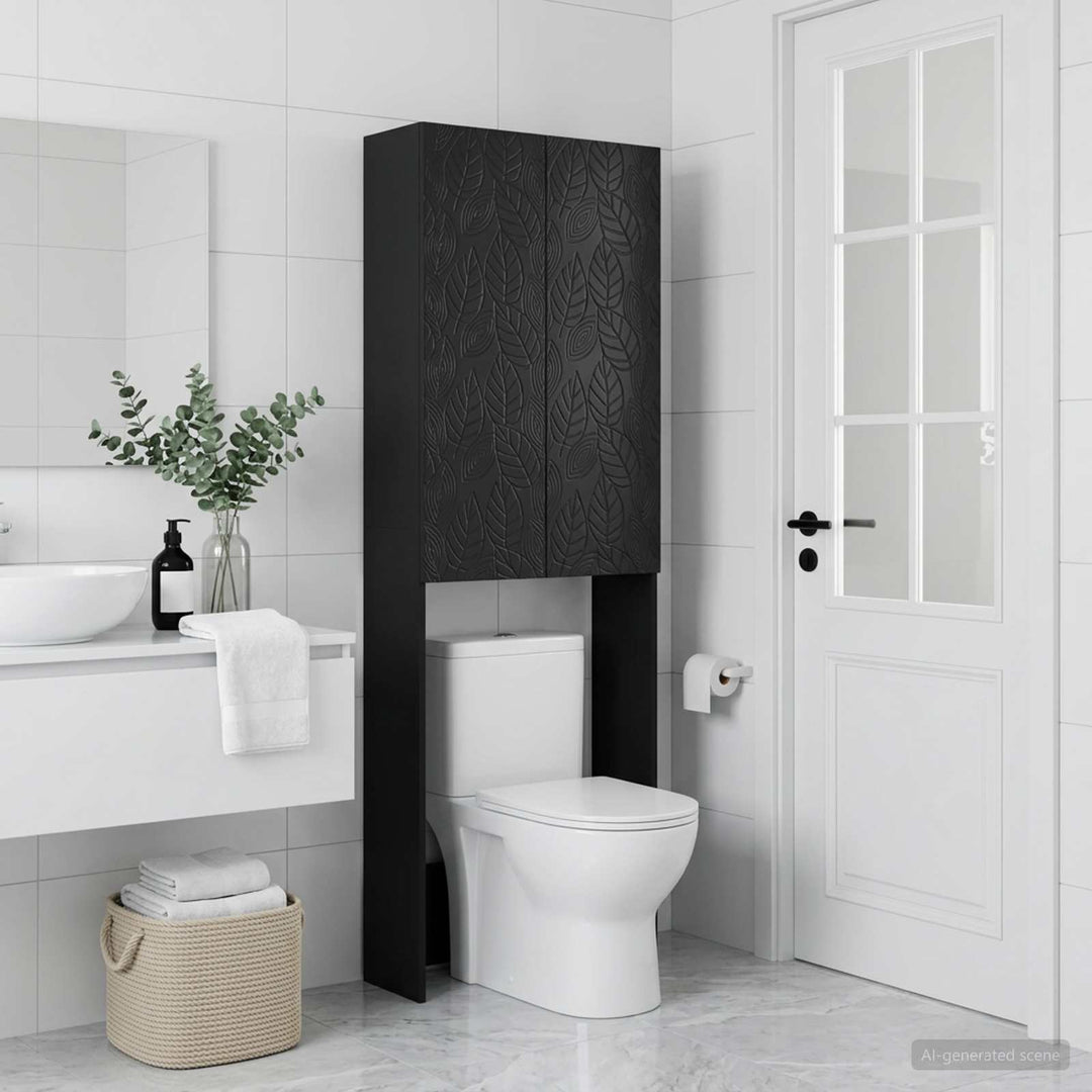 Toilet Skab DELFT Sort 66 x 25,5 x 190 cm Konstrueret træ