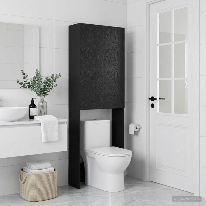 Toilet Skab DELFT Sort 66 x 25,5 x 190 cm Konstrueret træ