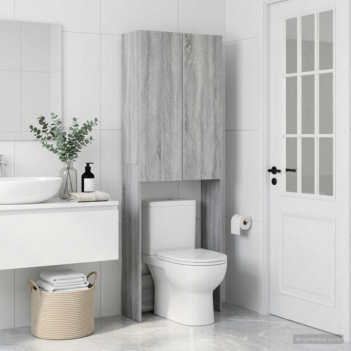 Toilet Skab DELFT Grå Sonoma 66 x 25,5 x 190 cm Konstrueret træ