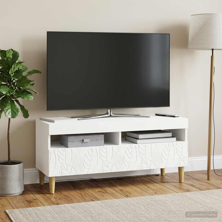 LED TV-skab Hvid Konstrueret træ