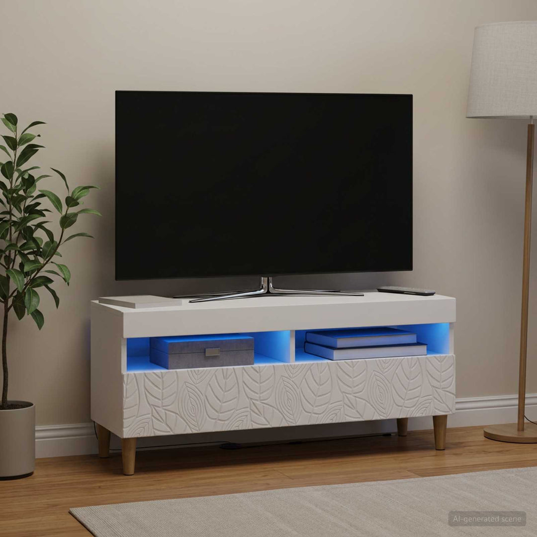 LED TV-skab Hvid Konstrueret træ