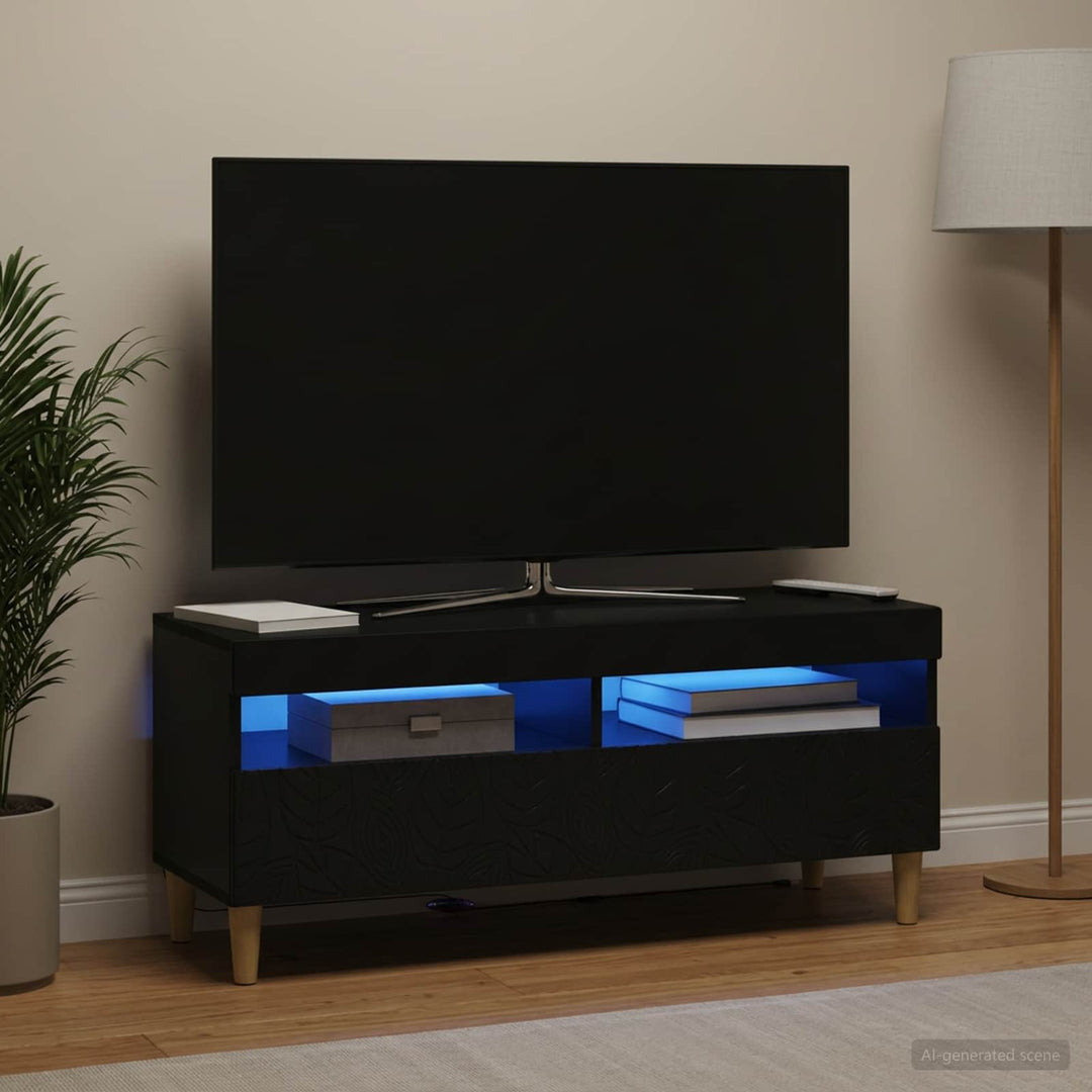 LED TV-skab Sort Konstrueret træ