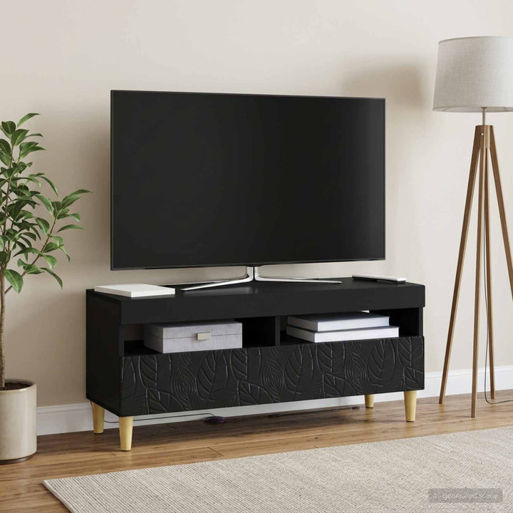 LED TV-skab Sort Konstrueret træ