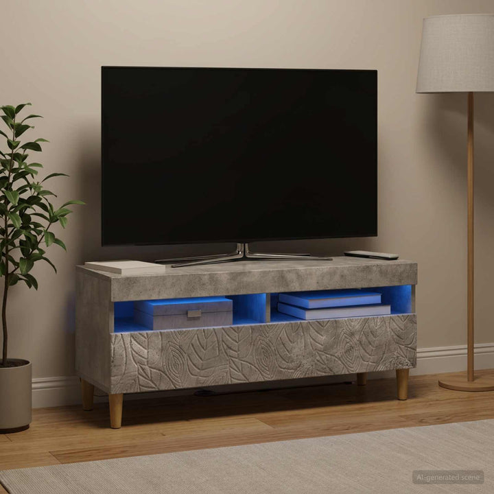 LED TV-skab Betongrå Konstrueret træ