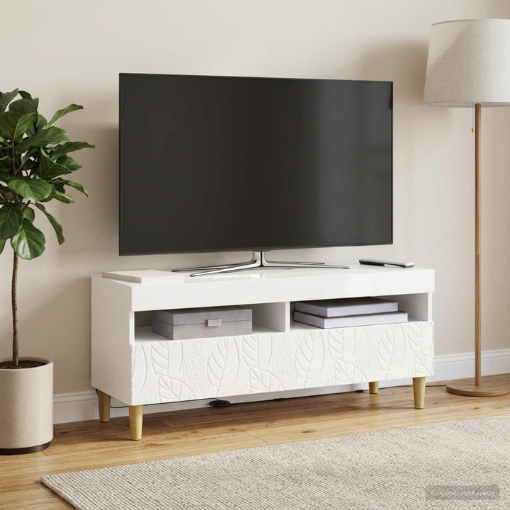 LED TV-skab Hvid højglans Konstrueret træ