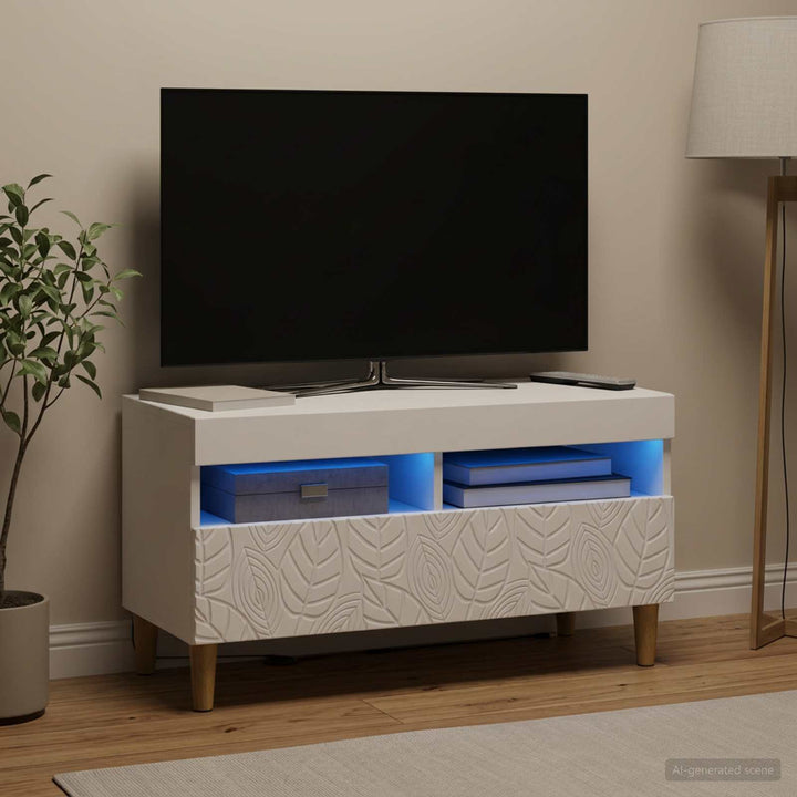LED TV-skab Hvid Konstrueret træ