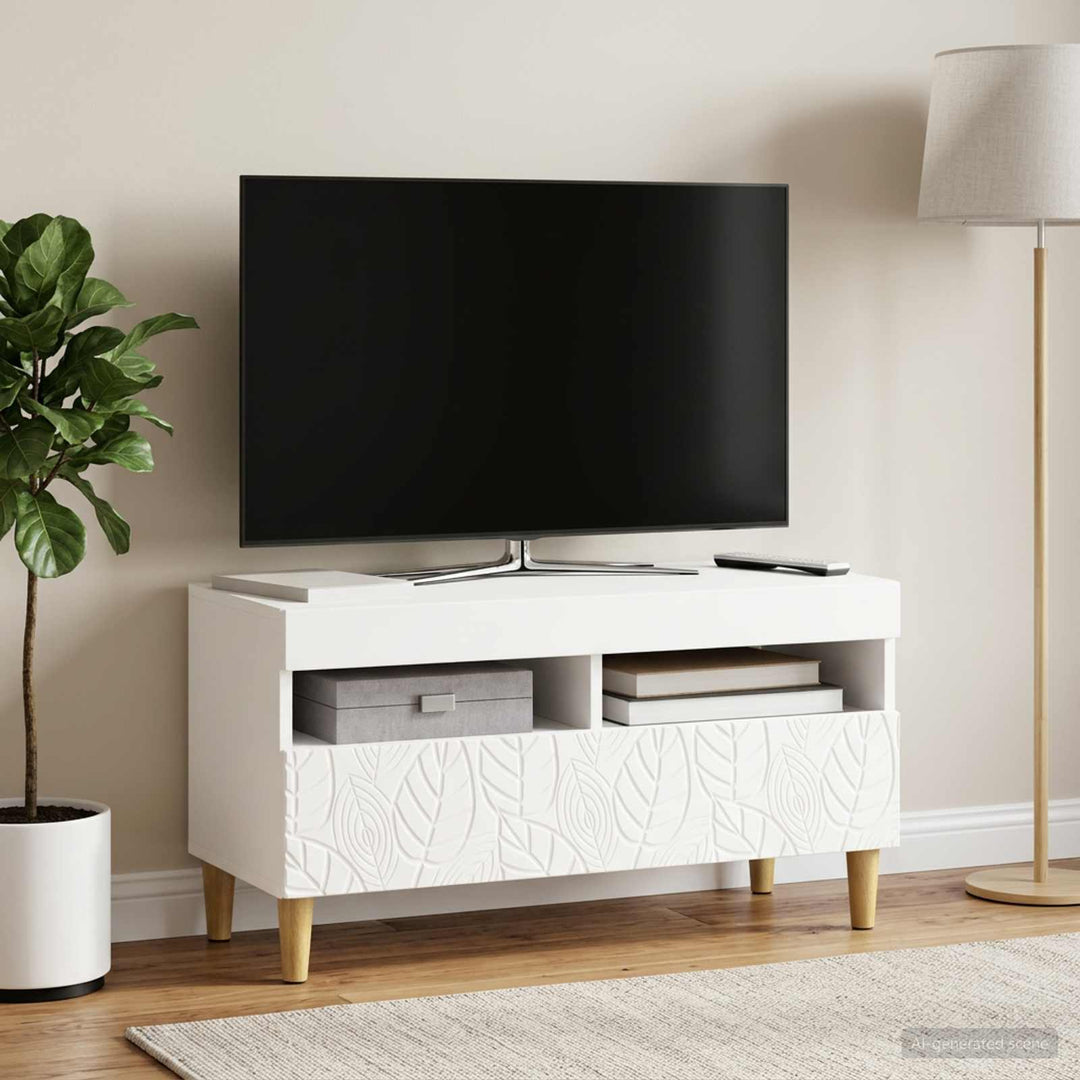 LED TV-skab Hvid Konstrueret træ
