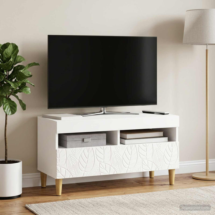 LED TV-skab Hvid Konstrueret træ