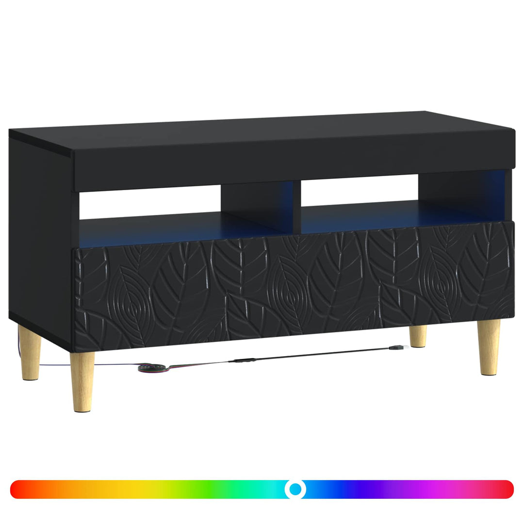 LED TV-skab Sort Konstrueret træ