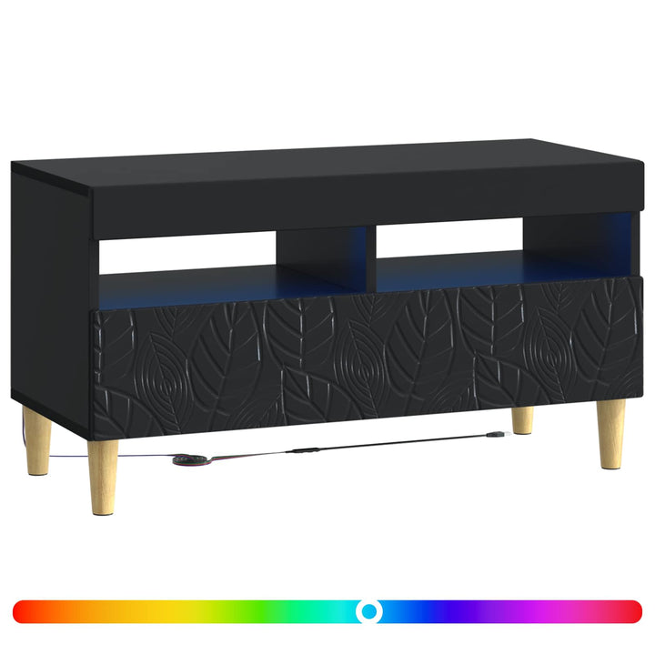 LED TV-skab Sort Konstrueret træ