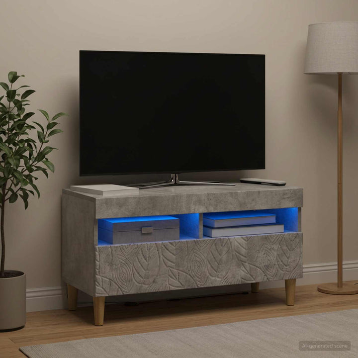 LED TV-skab Betongrå Konstrueret træ